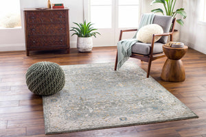 Aviva Teal Textured Rug with Fringes