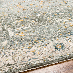 Aviva Teal Textured Rug with Fringes