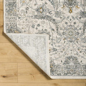 Gauge Cream & Gray Blue Rug with Fringes