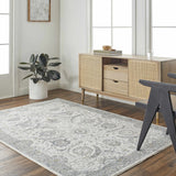 Gauge Cream & Gray Blue Rug with Fringes