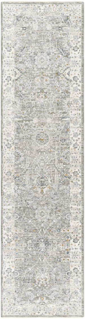 Gauge Gray Blue Textured Rug with Fringes