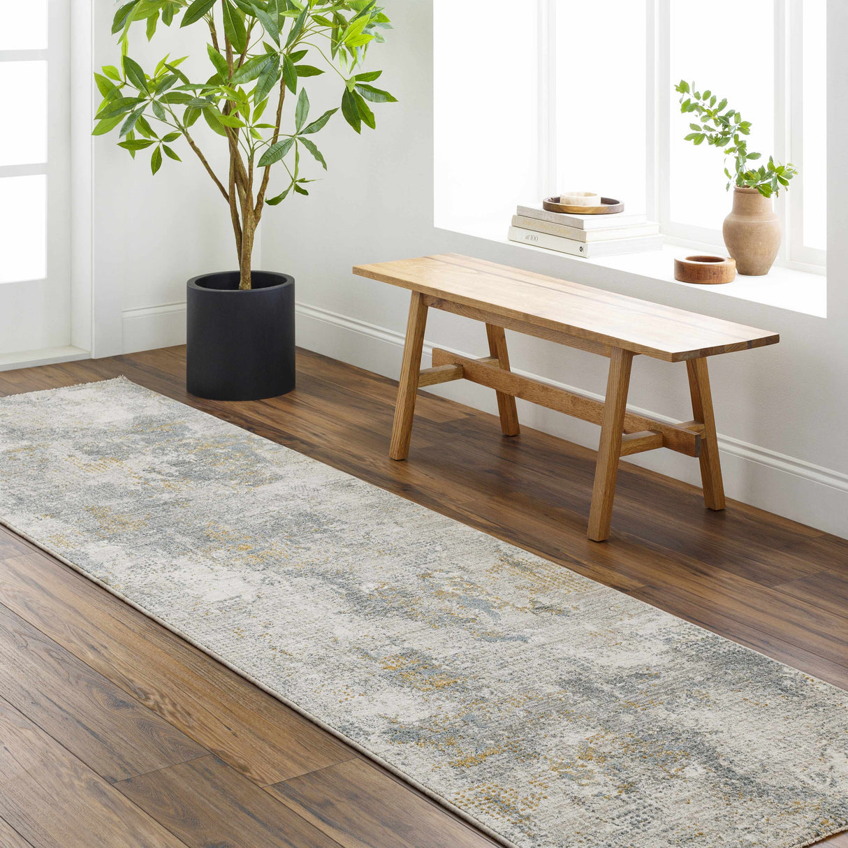 Haydn Rock Pattern Rug with Fringes