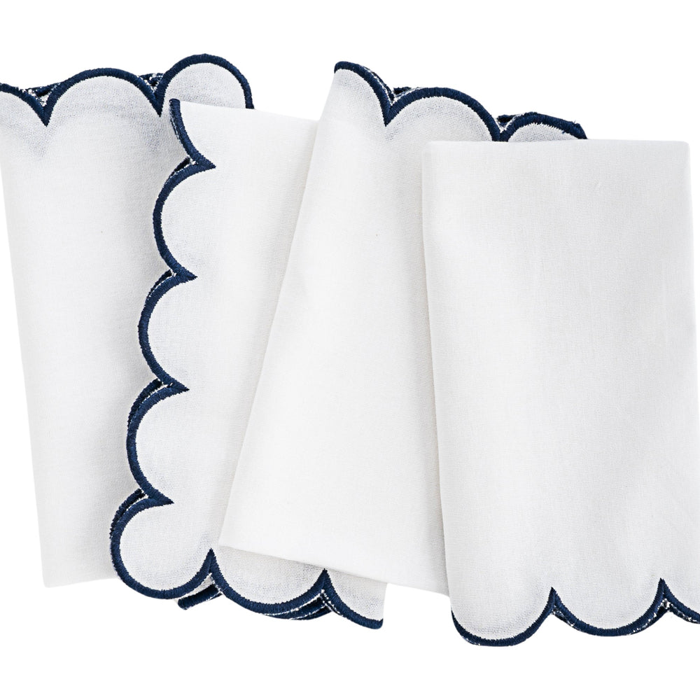 Navy Scalloped Edge Napkins - LongWave
