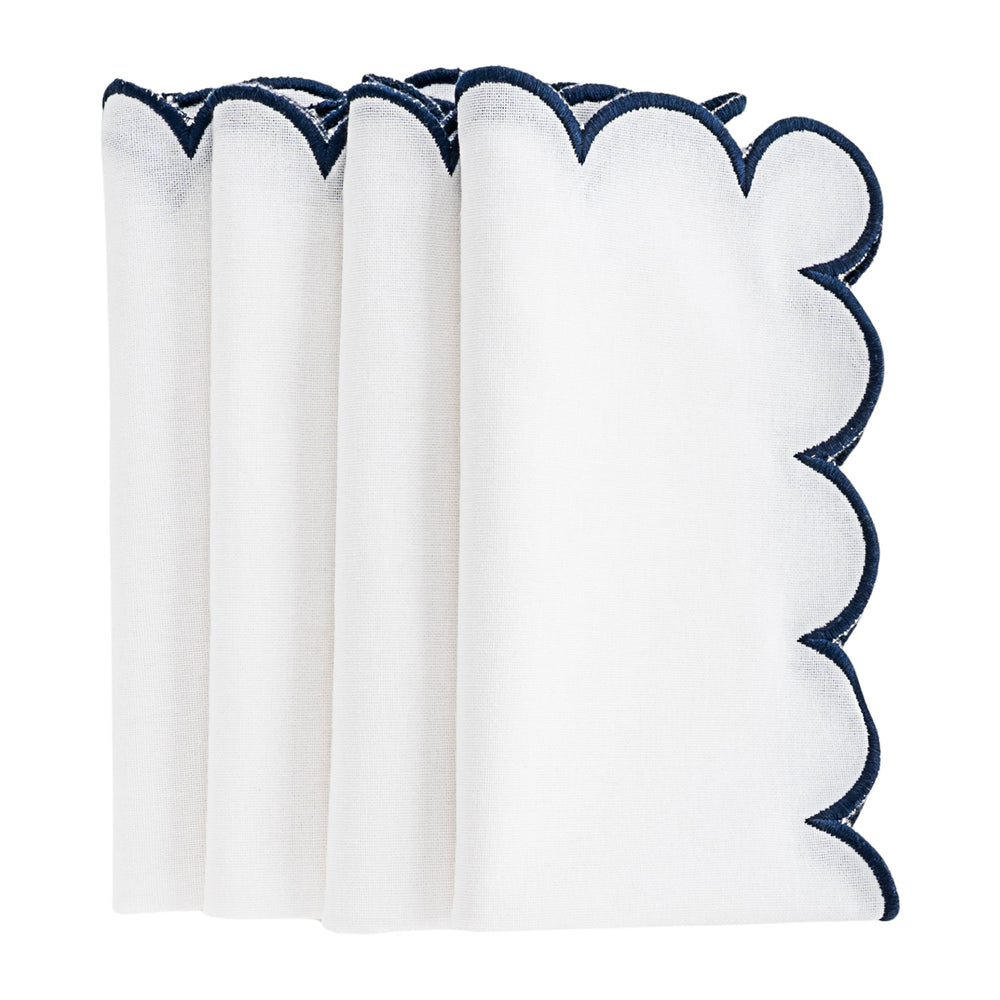 Navy Scalloped Edge Napkins - LongWave
