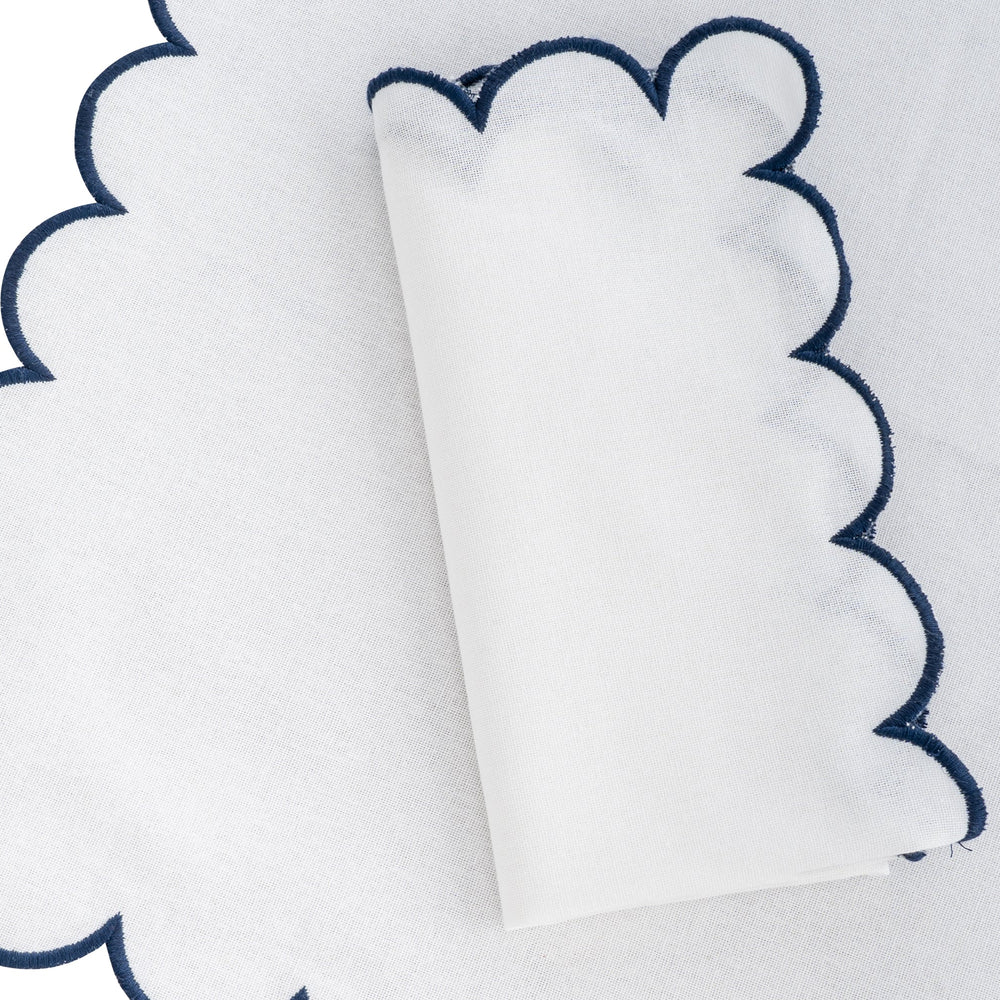 Navy Scalloped Edge Napkins - LongWave