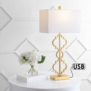 Selina iron ogee trellis modern led usb table lamp - Tuesday Morning - Table Lamps