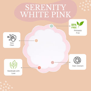 Serenity White Pink Scalloped Faux Leather Placemat
