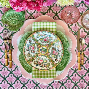 Serenity White Pink Scalloped Faux Leather Placemat