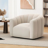 Serenizia Upholstered Velvet Swivel Chair with Channel Tufted - Accent Chairs