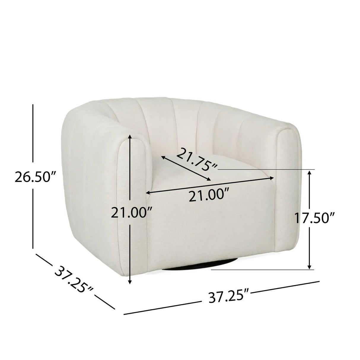 Serenizia Upholstered Velvet Swivel Chair with Channel Tufted - Accent Chairs