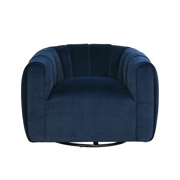 Serenizia Upholstered Velvet Swivel Chair with Channel Tufted - Accent Chairs
