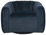 Serenizia Upholstered Velvet Swivel Chair with Channel Tufted - Accent Chairs
