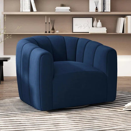 Serenizia Upholstered Velvet Swivel Chair with Channel Tufted - Accent Chairs