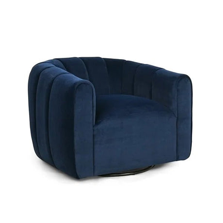 Serenizia Upholstered Velvet Swivel Chair with Channel Tufted - Accent Chairs