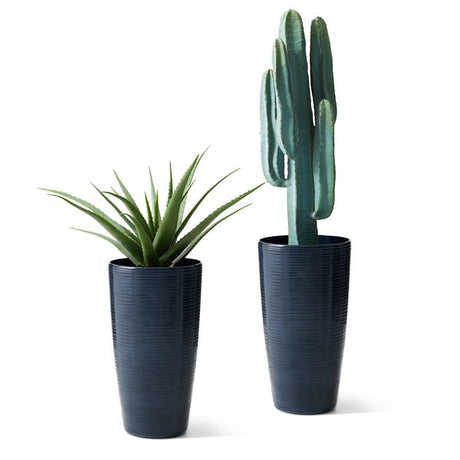 Set of 2 turquoise resin and stone faux ceramic textured tall planter - Tuesday Morning - Pots & Planters