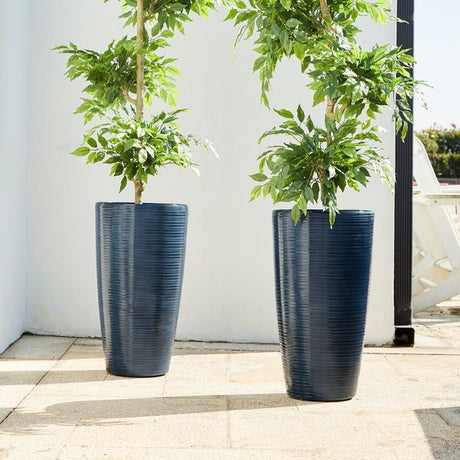 Set of 2 turquoise resin and stone faux ceramic textured tall planter - Tuesday Morning - Pots & Planters
