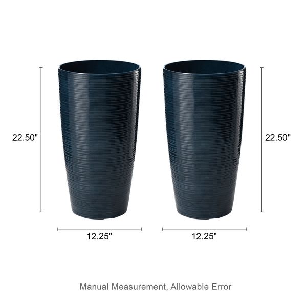 Set of 2 turquoise resin and stone faux ceramic textured tall planter - Tuesday Morning - Pots & Planters