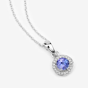 1.05 Carat Genuine Tanzanite and White Topaz .925 Sterling Silver Pendant