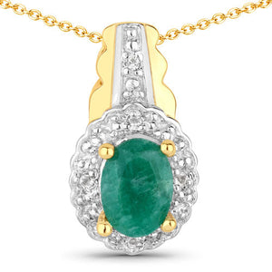 1.71 Carat Dyed Emerald and White Topaz .925 Sterling Silver Jewelry Set
