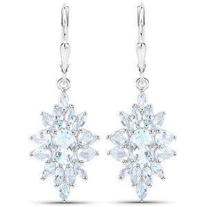 19.18 Carat Genuine Blue Topaz .925 Sterling Silver 3 Piece Jewelry Set (Ring, Earrings, and Pendant w/ Chain)