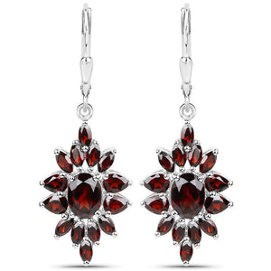 20.24 Carat Genuine Garnet .925 Sterling Silver 3 Piece Jewelry Set (Ring, Earrings, and Pendant w/ Chain)