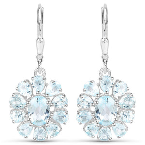 14.02 Carat Genuine Blue Topaz and White Topaz .925 Sterling Silver 3 Piece Jewelry Set (Ring, Earrings, and Pendant w/ Chain)