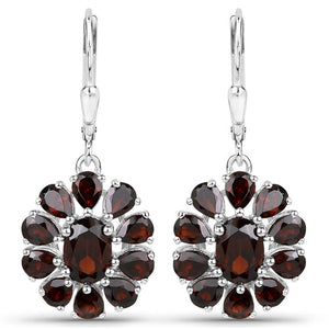13.82 Carat Genuine Garnet and White Topaz .925 Sterling Silver 3 Piece Jewelry Set (Ring, Earrings, and Pendant w/ Chain)