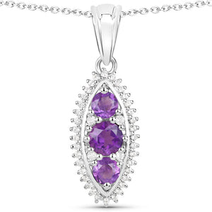 3.60 Carat Genuine Amethyst and White Topaz .925 Sterling Silver 3 Piece Jewelry Set (Ring, Earrings, and Pendant w/ Chain)