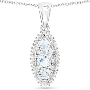 4.50 Carat Genuine Blue Topaz and White Topaz .925 Sterling Silver 3 Piece Jewelry Set (Ring, Earrings, and Pendant w/ Chain)