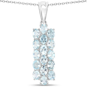 9.88 Carat Genuine Blue Topaz .925 Sterling Silver 3 Piece Jewelry Set (Ring, Earrings, and Pendant w/ Chain)