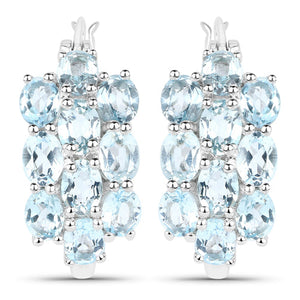 9.88 Carat Genuine Blue Topaz .925 Sterling Silver 3 Piece Jewelry Set (Ring, Earrings, and Pendant w/ Chain)