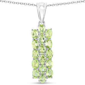 8.84 Carat Genuine Peridot .925 Sterling Silver 3 Piece Jewelry Set (Ring, Earrings, and Pendant w/ Chain)
