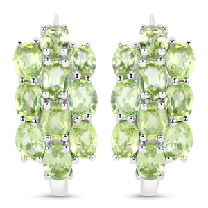 8.84 Carat Genuine Peridot .925 Sterling Silver 3 Piece Jewelry Set (Ring, Earrings, and Pendant w/ Chain)
