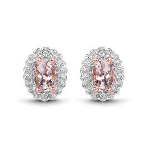 2.28 Carat Genuine Morganite and White Topaz .925 Sterling Silver 3 Piece Jewelry Set (Ring, Earrings, and Pendant w/ Chain)