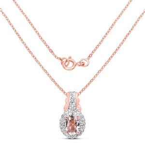2.28 Carat Genuine Morganite and White Topaz .925 Sterling Silver 3 Piece Jewelry Set (Ring, Earrings, and Pendant w/ Chain)