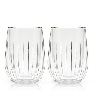 Double-Walled Stemless Wine Glasses Set of 2