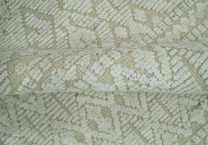 8x10 Hand Knotted Woolen Modern Contemporary Beige and Ivory Tribal Area Rug