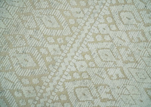 8x10 Hand Knotted Woolen Modern Contemporary Beige and Ivory Tribal Area Rug