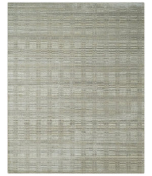 Shaded Beige 8x10 Hand Made Blended Wool Flatwoven Area Rug