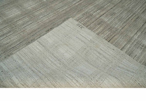 Shaded Beige 8x10 Hand Made Blended Wool Flatwoven Area Rug