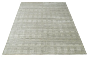 Shaded Beige 8x10 Hand Made Blended Wool Flatwoven Area Rug