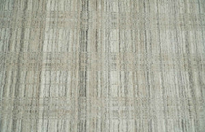Shaded Beige 8x10 Hand Made Blended Wool Flatwoven Area Rug