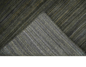 Modern Solid Olive and Gray 5x7 Blended bamboo Silk Hand Woven Area Rug