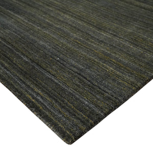 Modern Solid Olive and Gray 5x7 Blended bamboo Silk Hand Woven Area Rug