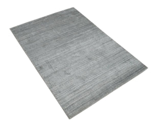 Modern Shaded Silver Gray 5x7 Blended Bamboo Silk Flatwoven Area Rug