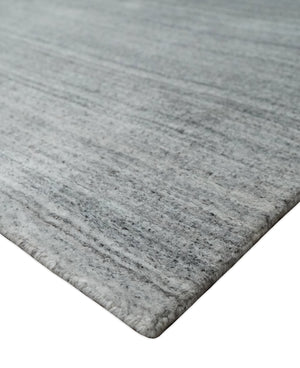 Modern Shaded Silver Gray 5x7 Blended Bamboo Silk Flatwoven Area Rug