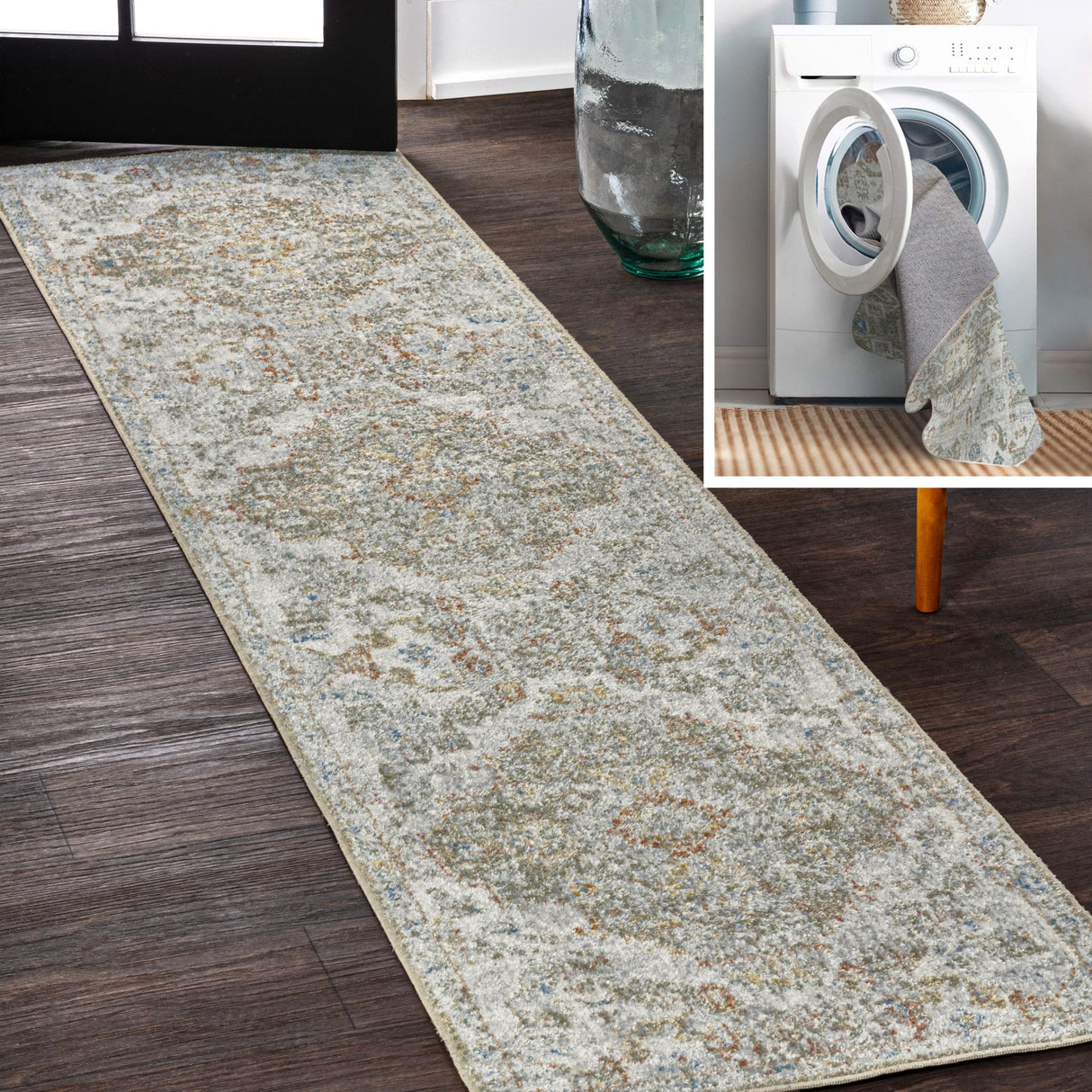 Shaemus Bohemian Medallion Low - Pile Machine - Washable Runner Rug - Tuesday Morning - Runner Rugs