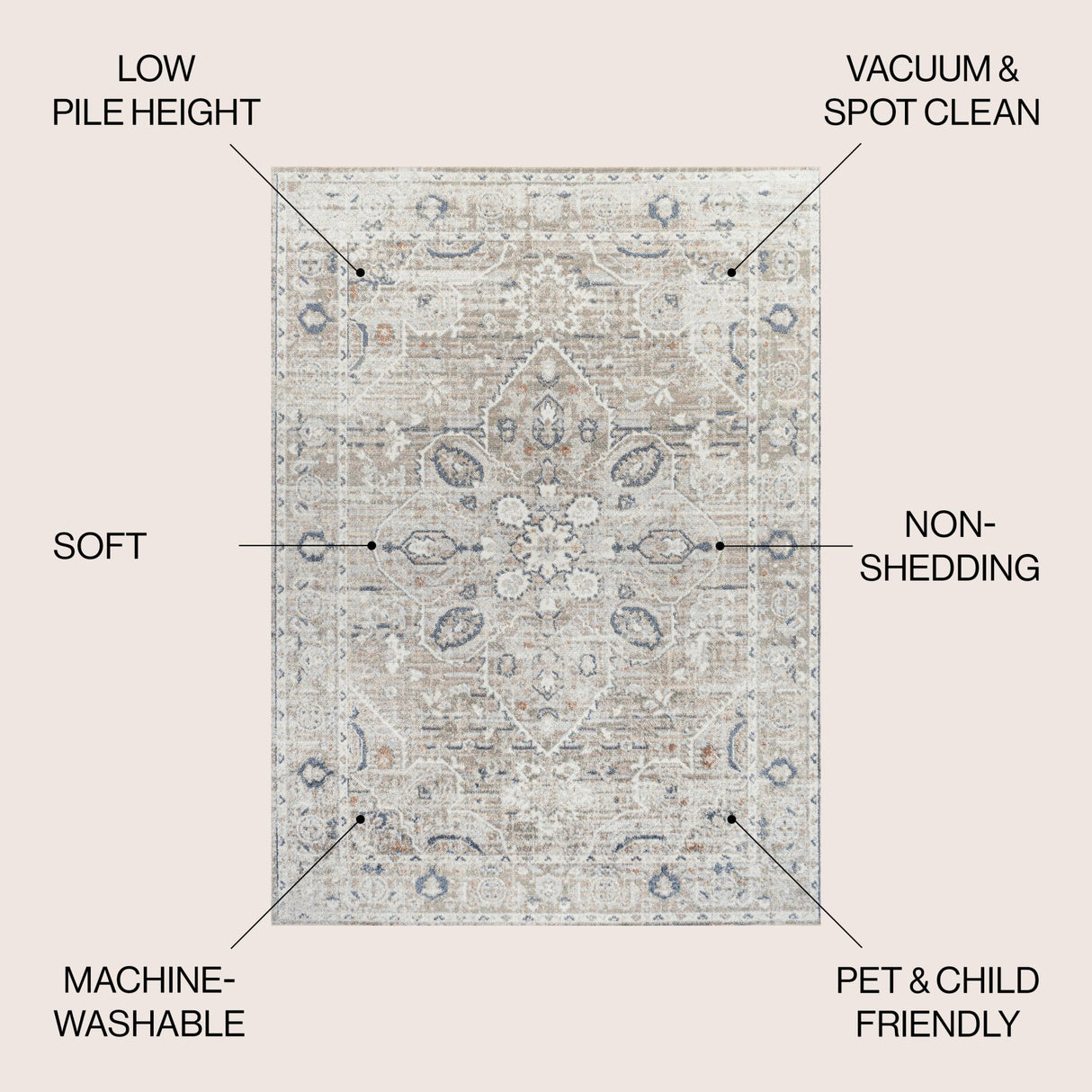 Shaii Global Medallion Low - Pile Machine - Washable Area Rug - Tuesday Morning - Area Rugs