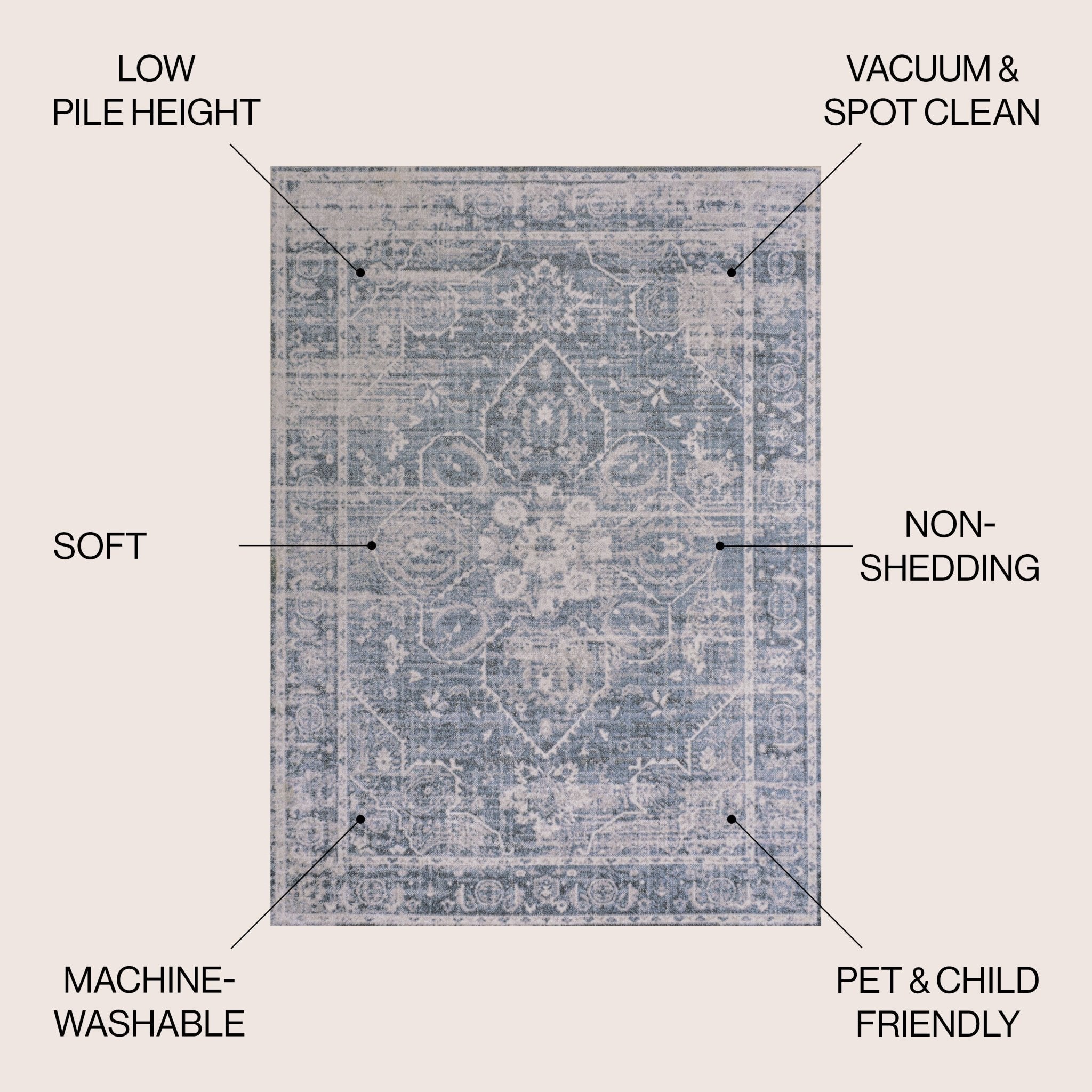 Shaii Global Medallion Low - Pile Machine - Washable Area Rug - Tuesday Morning - Area Rugs