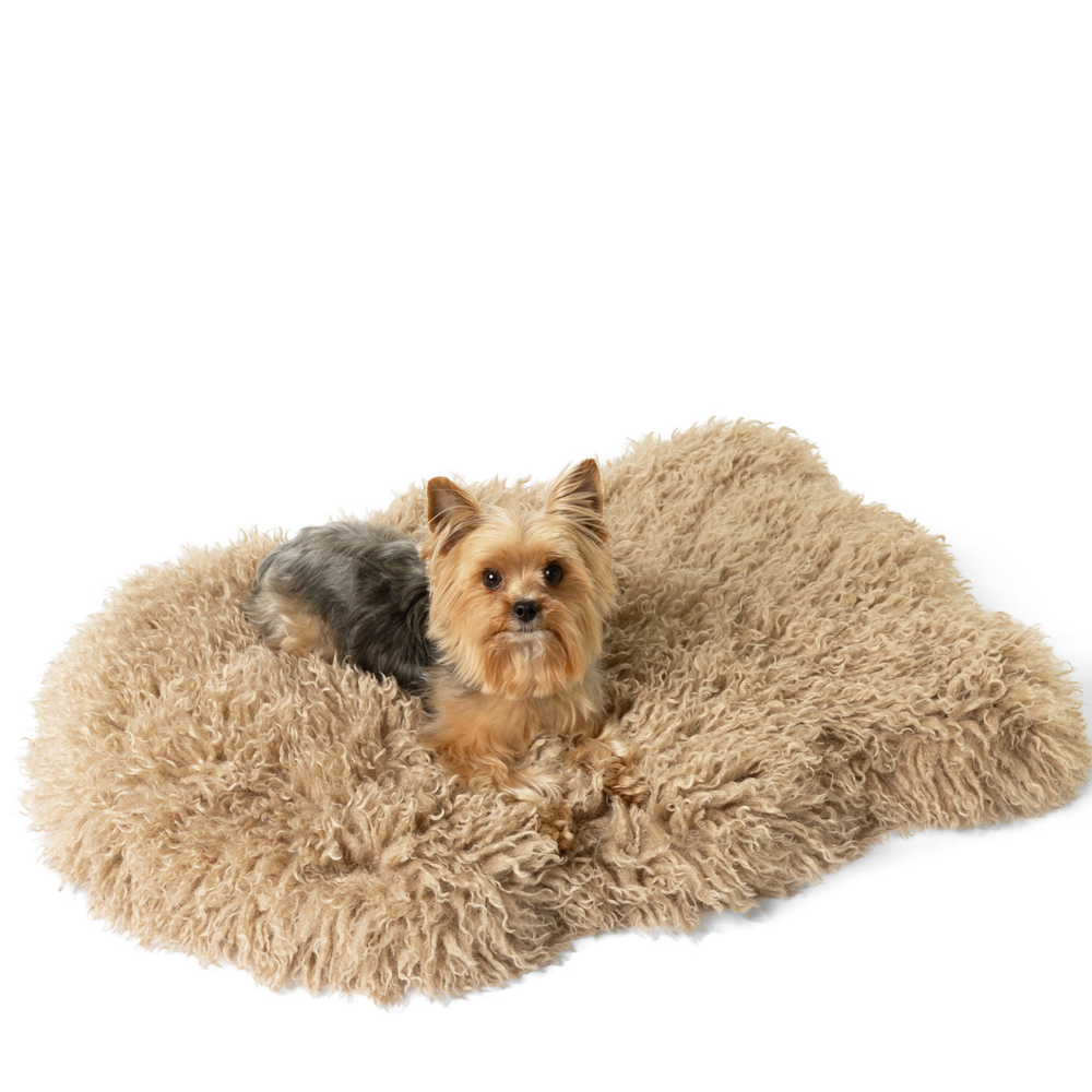 PupRug® Luxe Faux Fur Orthopedic Dog Bed -  Plush Sheep Tan